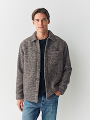 Marrón - Borg Lined Textured Shacket - Imagen 1 de 9
