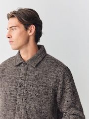 Marrón - Borg Lined Textured Shacket - Imagen 4 de 9