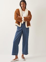 Monsoon Light Blue Harper Short Wide Leg 100% Cotton Jeans - Image 2 of 5