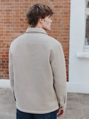 Ecru Cream Borg Lined Waffle Shacket - Image 3 of 10