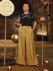 Love & Roses Black Gold RO Embellished Short Sleeve Top - Image 3 of 4