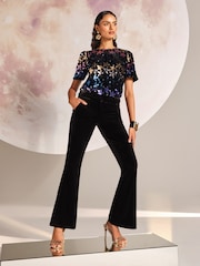 Love & Roses Multi RO Star Sequin Short Sleeve Top - Image 3 of 4