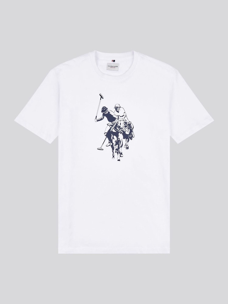 Білий - U.S. Polo Assn. Mens Double Horsemen Graphic 100% Cotton T-Shirt - Image 1 of 3