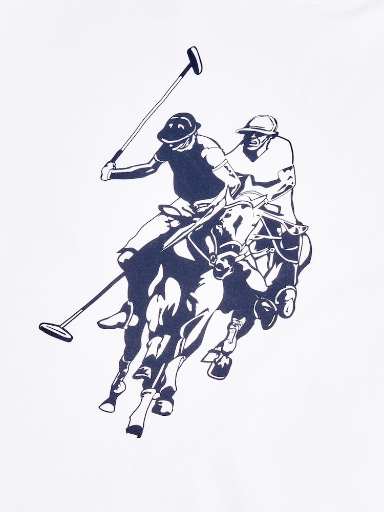 화이트 - U.S. Polo Assn 더블 호스맨 그래픽 티셔츠 - 8의 이미지 8