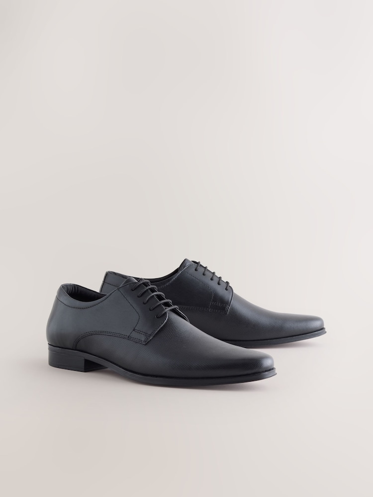 Black Embossed Derby Shoes - Image 1 of 5