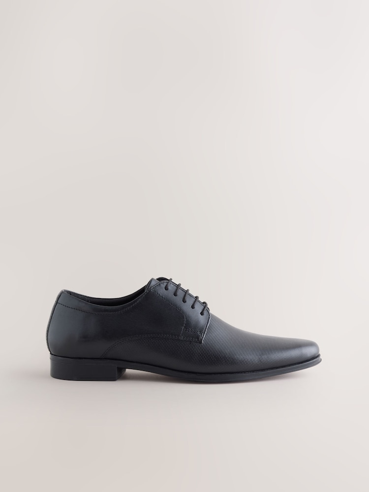 Black Embossed Derby Shoes - Image 2 of 5