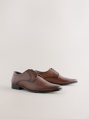 Tan Brown Embossed Derby Shoes - Image 1 of 5
