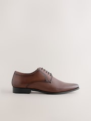 Tan Brown Embossed Derby Shoes - Image 2 of 5