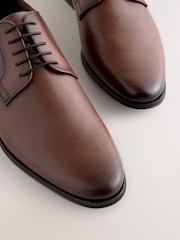 Tan Brown Embossed Derby Shoes - Image 4 of 5