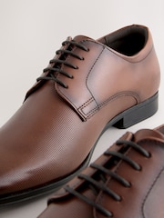 Tan Brown Embossed Derby Shoes - Image 5 of 5
