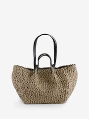 AllSaints Black/Brown Allington Paper Tote Bag - Image 1 of 9