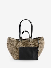 AllSaints Black/Brown Allington Paper Tote Bag - Image 2 of 9