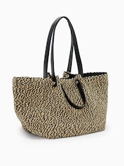 AllSaints Black/Brown Allington Paper Tote Bag - Image 3 of 9