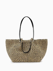 AllSaints Black/Brown Allington Paper Tote Bag - Image 4 of 9