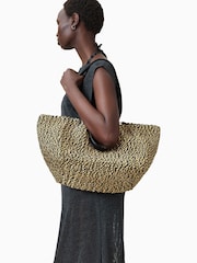 AllSaints Black/Brown Allington Paper Tote Bag - Image 6 of 9