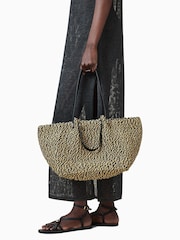 AllSaints Black/Brown Allington Paper Tote Bag - Image 7 of 9