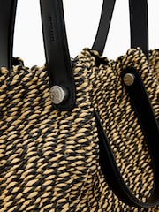 AllSaints Black/Brown Allington Paper Tote Bag - Image 8 of 9