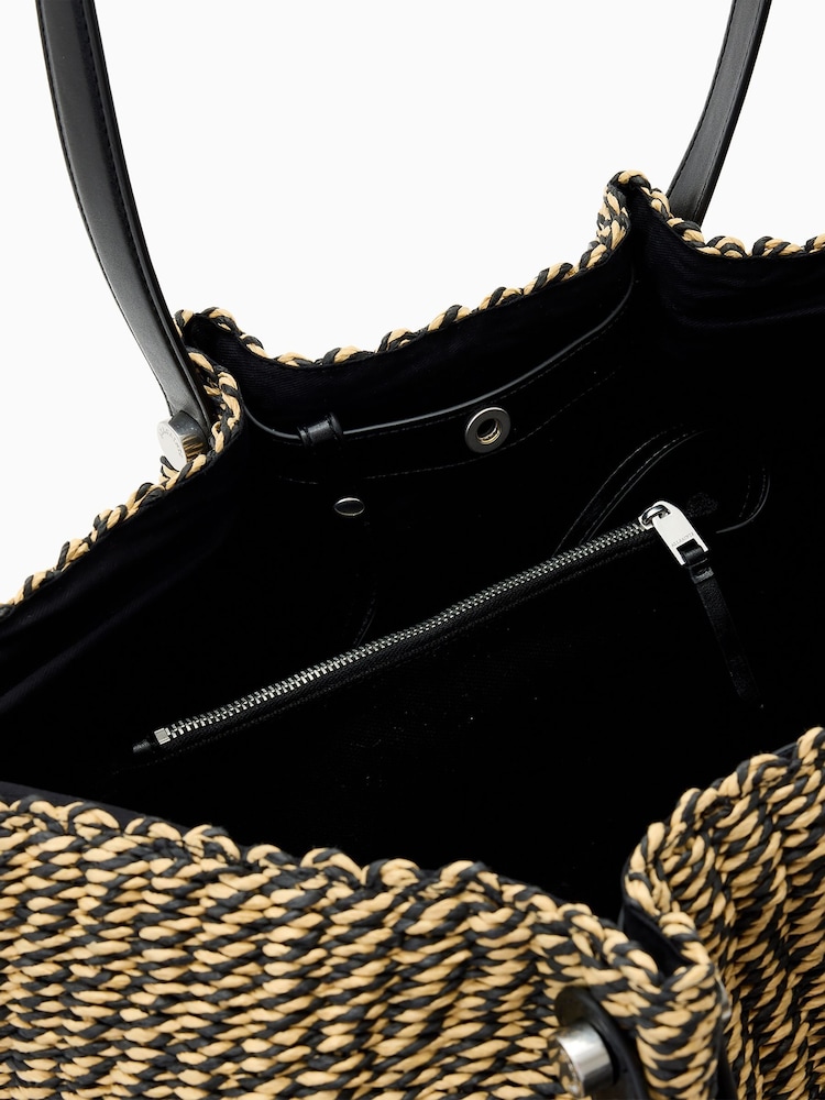 AllSaints Black/Brown Allington Paper Tote Bag - Image 9 of 9