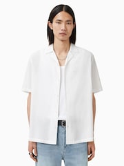 AllSaints White Haven Short Sleeve 100% Organic Cotton Shirt - Image 1 of 4