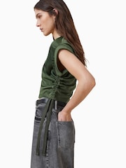 AllSaints Green Mira Satin T-Shirt - Image 2 of 7