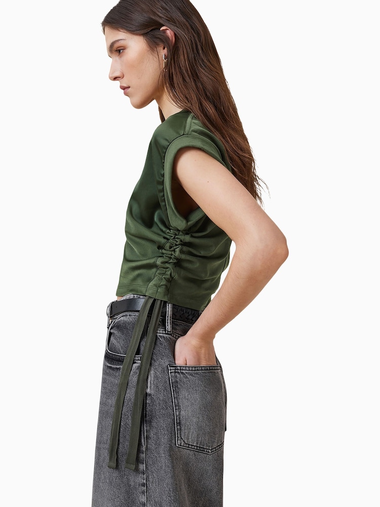 AllSaints Green Mira Satin T-Shirt - Image 2 of 7 AllSaints Green Mira Satin T-Shirt - Image 2 of 7