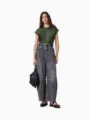 AllSaints Green Mira Satin T-Shirt - Image 3 of 7