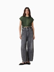 AllSaints Green Mira Satin T-Shirt - Image 5 of 7