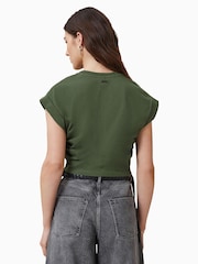 AllSaints Green Mira Satin T-Shirt - Image 6 of 7