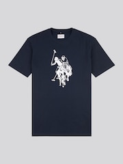 U.S. Polo Assn. Blue Mens Double Horsemen Graphic 100% Cotton T-Shirt - Image 1 of 3