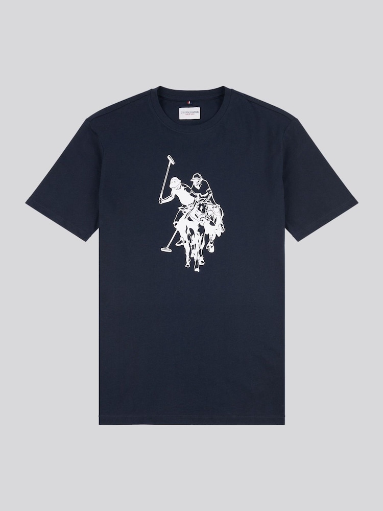 U.S. Polo Assn. Blue Mens Double Horsemen Graphic 100% Cotton T-Shirt - Image 1 of 3