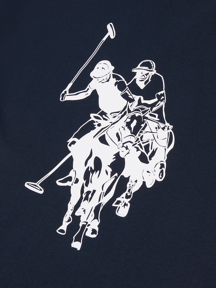 U.S. Polo Assn. Blue Mens Double Horsemen Graphic 100% Cotton T-Shirt - Image 3 of 3