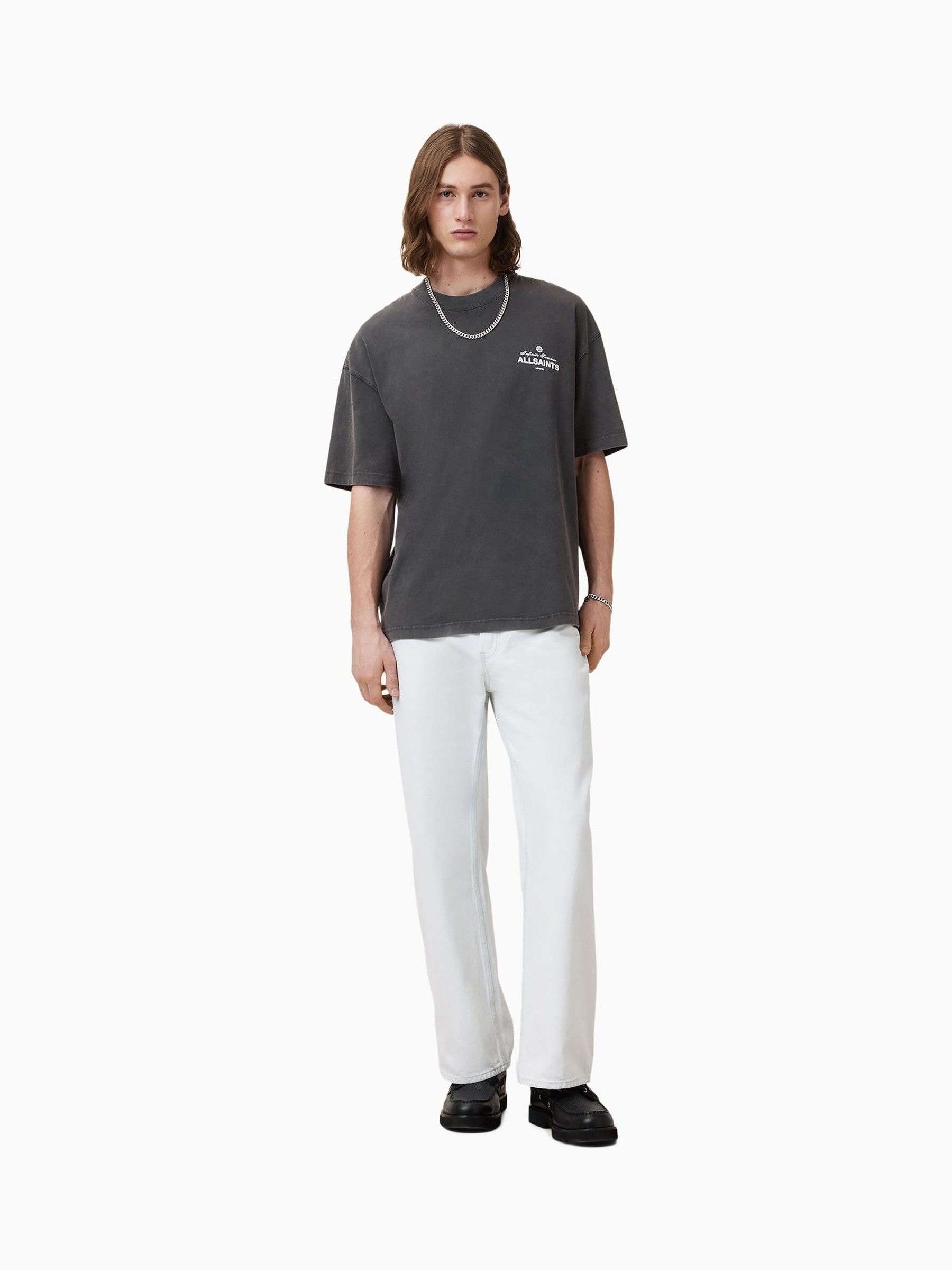 Buy AllSaints Black Soleil Short Sleeve Crew Cotton T-Shirt