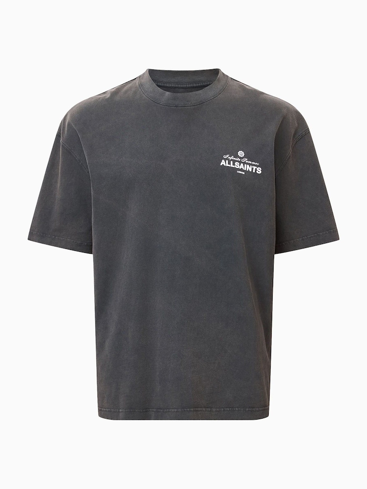 AllSaints Black Soleil Short Sleeve Crew 100% Organic Cotton T-Shirt - Image 7 of 7