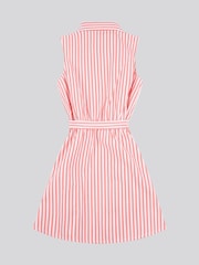 U.S. Polo Assn. Girls Striped Sleeveless Cotton Shirt Dress - Imagen 2 de 4