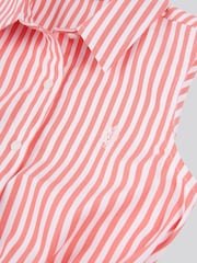 U.S. Polo Assn. Girls Striped Sleeveless Cotton Shirt Dress - Imagen 3 de 4