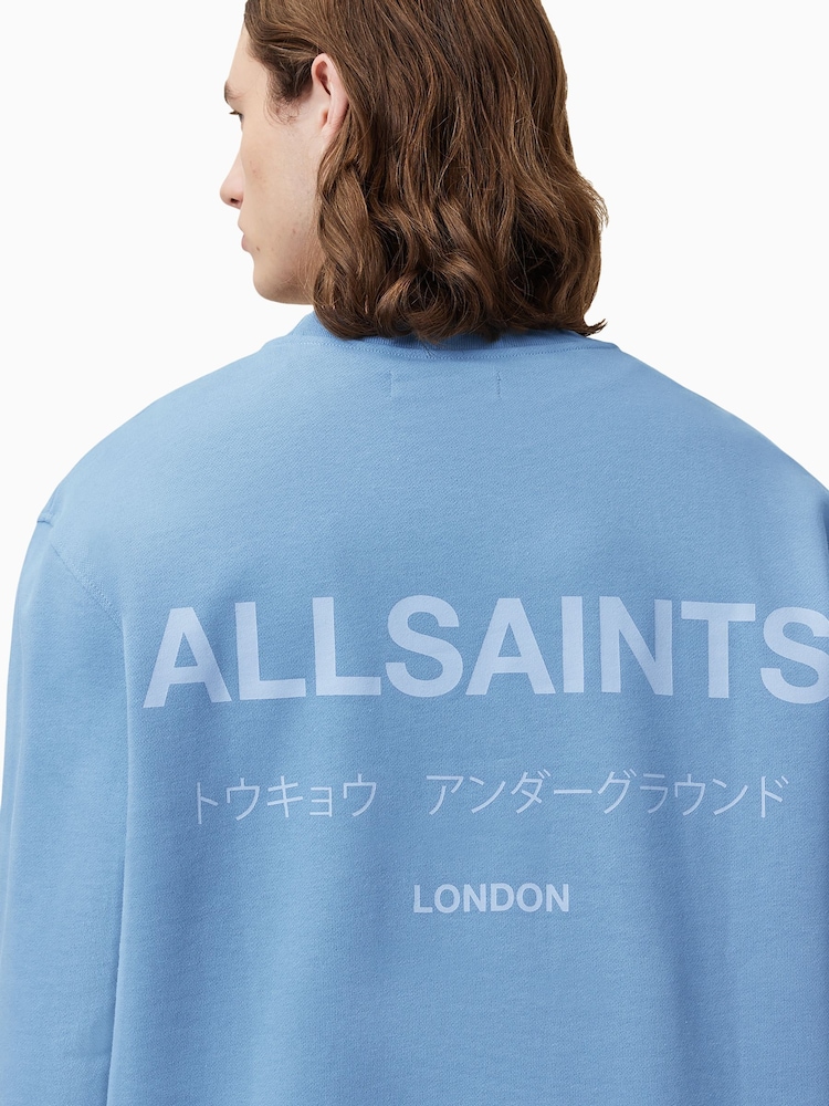 Синий - Джемпер с круглым вырезом Allsaints Underground - Изображение 2 из 6