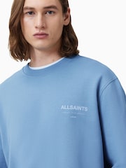 Синий - Джемпер с круглым вырезом Allsaints Underground - Изображение 4 из 6