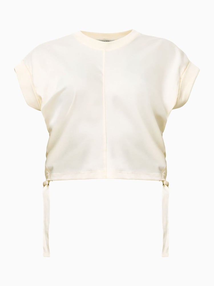 AllSaints White Mira Satin T-Shirt - Image 6 of 6