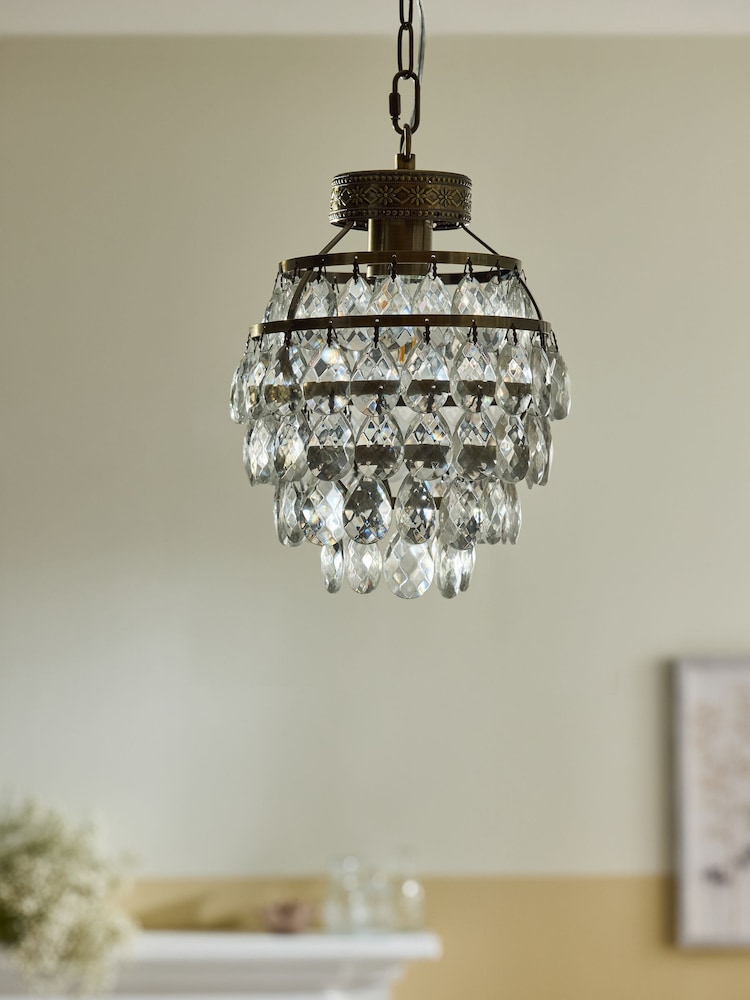 Shabby Chic by Rachel Ashwell® Brass Glass Floraline Petite Pendant Light - Image 1 of 4