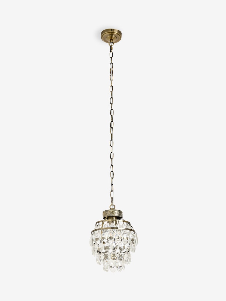 Shabby Chic by Rachel Ashwell® Brass Glass Floraline Petite Pendant Light - Image 6 of 6