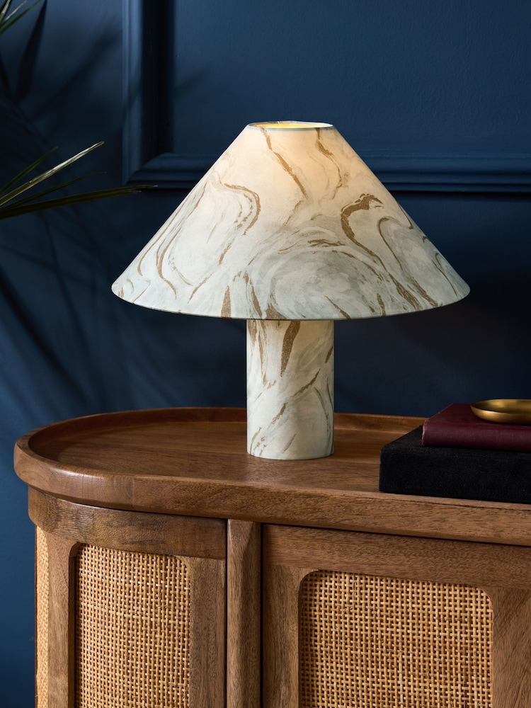 Clarke and Clarke Cream Marble Effect Tallie Table Lamp - Image 1 of 3