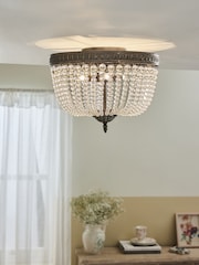 Shabby Chic by Rachel Ashwell® Clear Lilian Glass Beaded Flush Light - Image 2 of 4