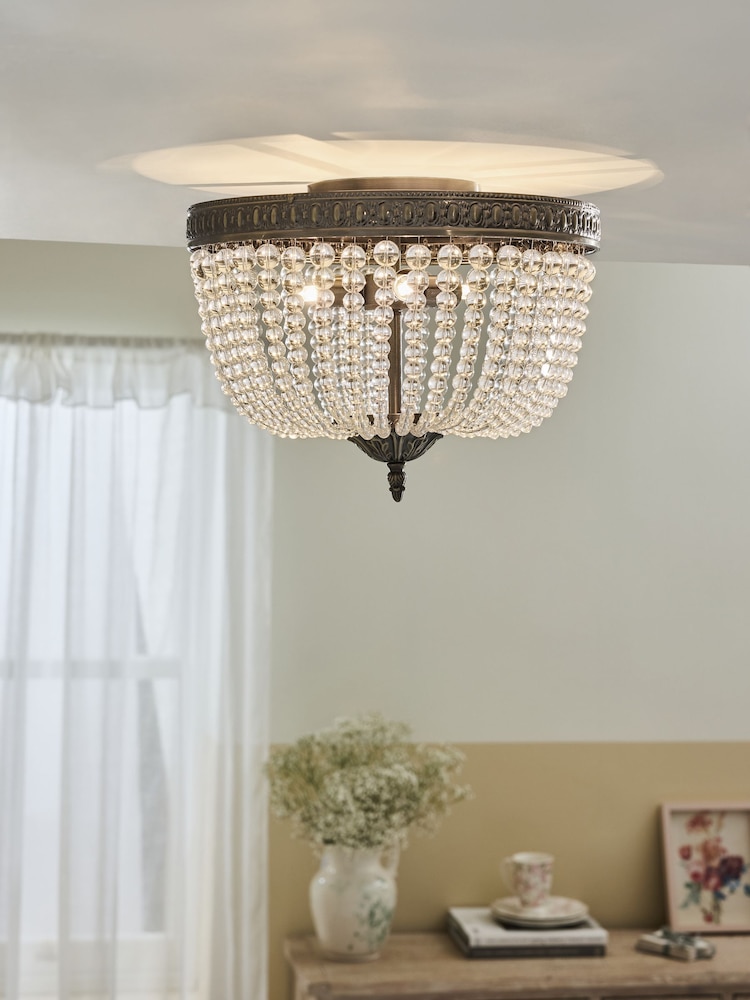 Shabby Chic by Rachel Ashwell® Clear Lilian Glass Beaded Flush Light - Image 2 of 4