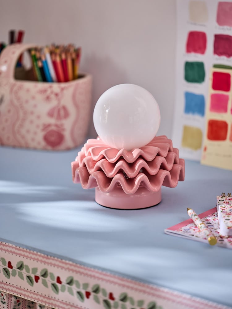 Cath Kidston Pink Rechargable Frill Table Lamp - Image 2 of 5
