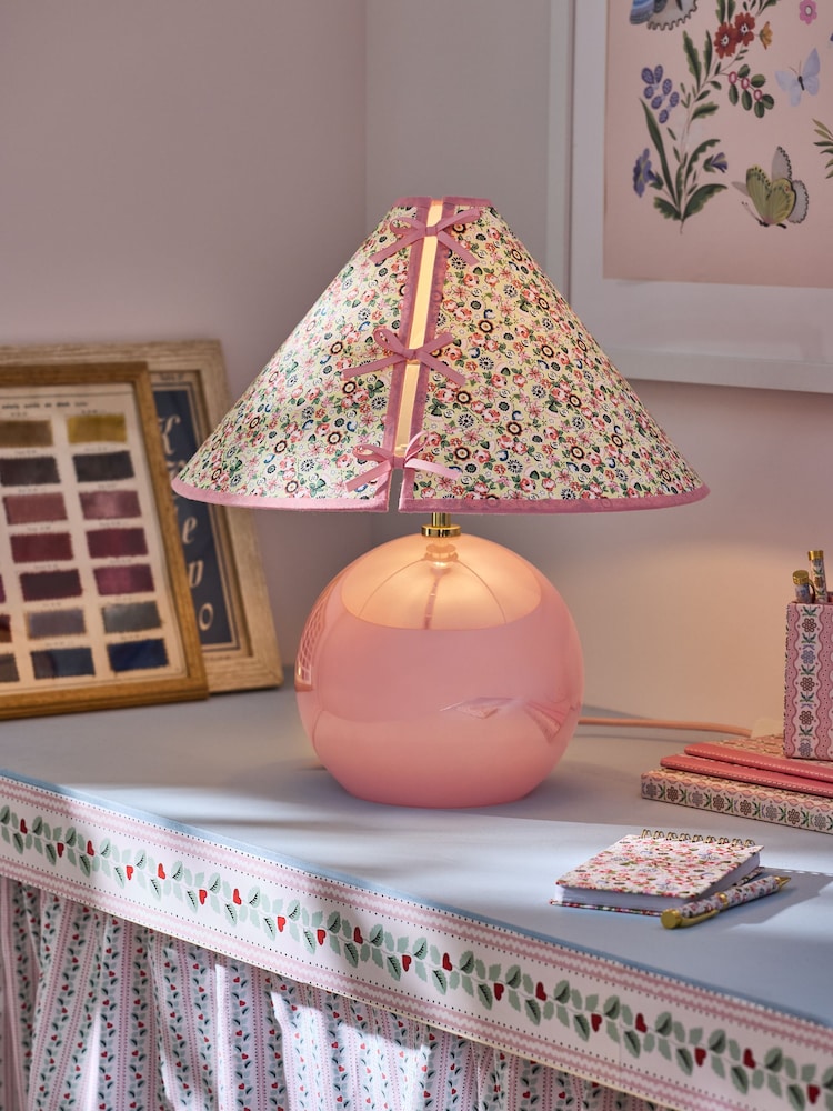 Cath Kidston Pink Bow Shade Orb Table Lamp - Image 1 of 4