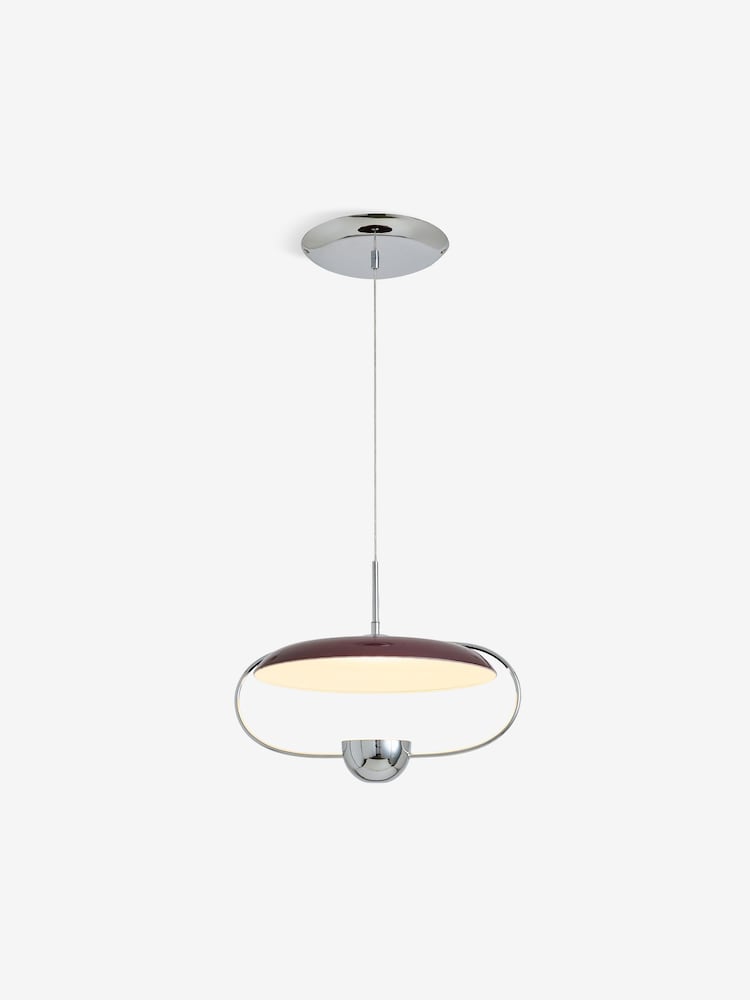 MADE.COM Chrome/Brown Brando Pendant - Image 1 of 2 MADE.COM Chrome/Brown Brando Pendant - Image 1 of 2