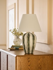 Nina Campbell Green/Ecru Lydia Striped Table Lamp - Image 2 of 5