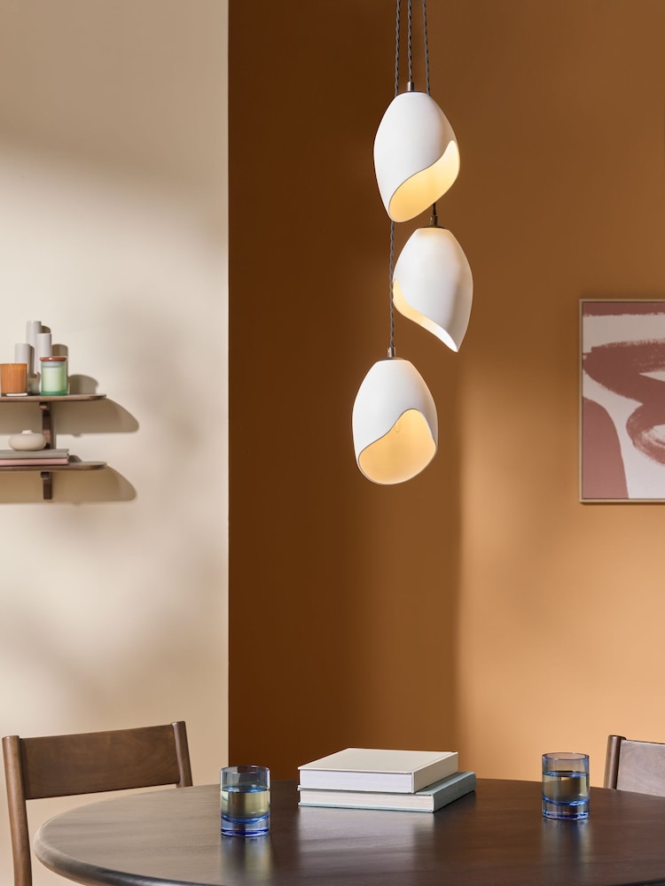 MADE.COM Cream/Black Emrys 3 Cluster Light - Image 1 of 5 MADE.COM Cream/Black Emrys 3 Cluster Light - Image 1 of 5