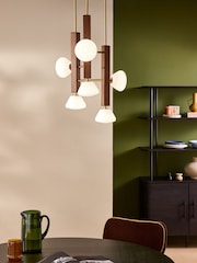 MADE.COM Dark Wood Cillian 6 Light Cluster Pendant Light - Image 1 of 5