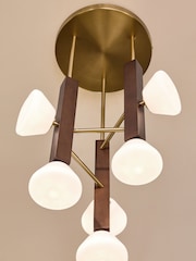 MADE.COM Dark Wood Cillian 6 Light Cluster Pendant Light - Image 3 of 5